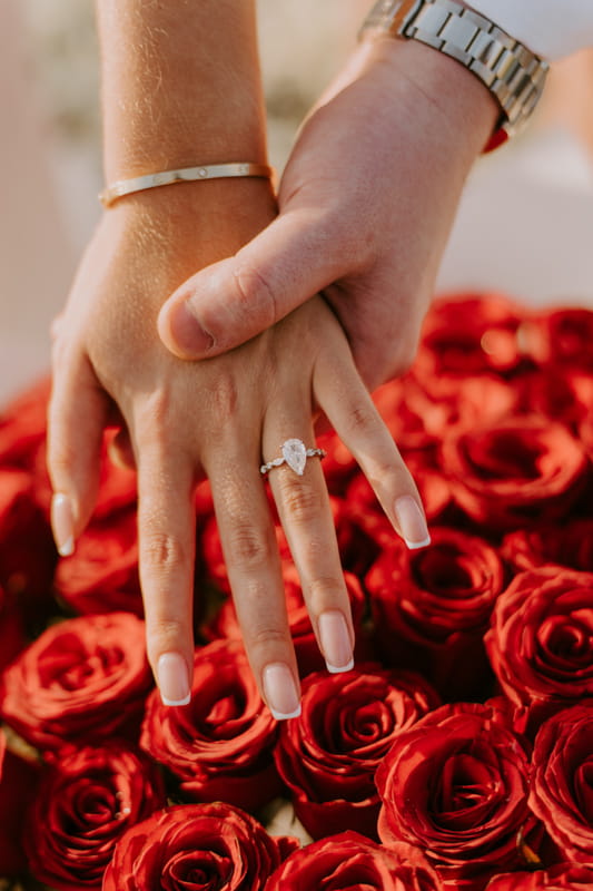 Wedding ring and roses